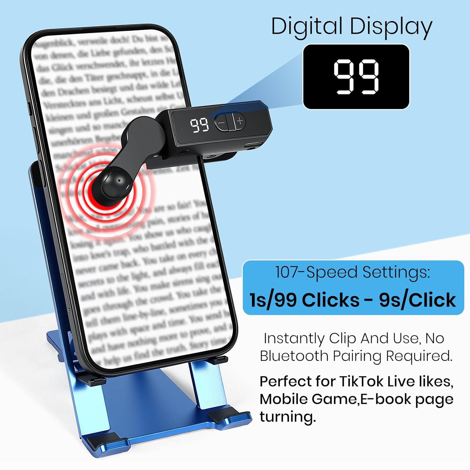Auto Clicker Smart Tapper for iPhone iPad Android TikTok - Auto Touch Device Clip Digital with 107 Adjustable Speed, Rechargeable，Instant Clicker for Live Stream Likes, Social Media Tasks