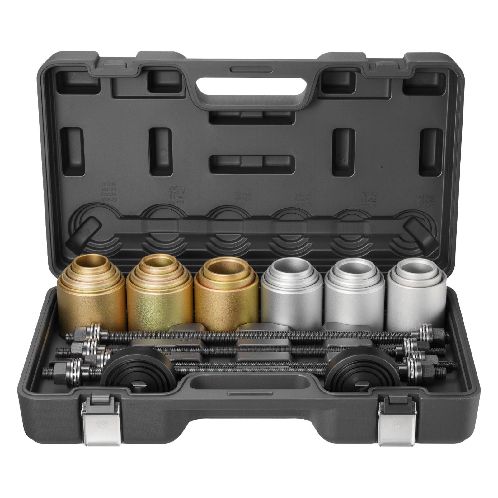 【Summerfinds】VEVOR Pull and Press Sleeve Kit, 26 PCS, Steel Bush Removal Insertion Sleeve Tools with Carrying Case, Compatible with LCV and HGV Engines, for Removing and Installing Bushings, Bearings, and Seals