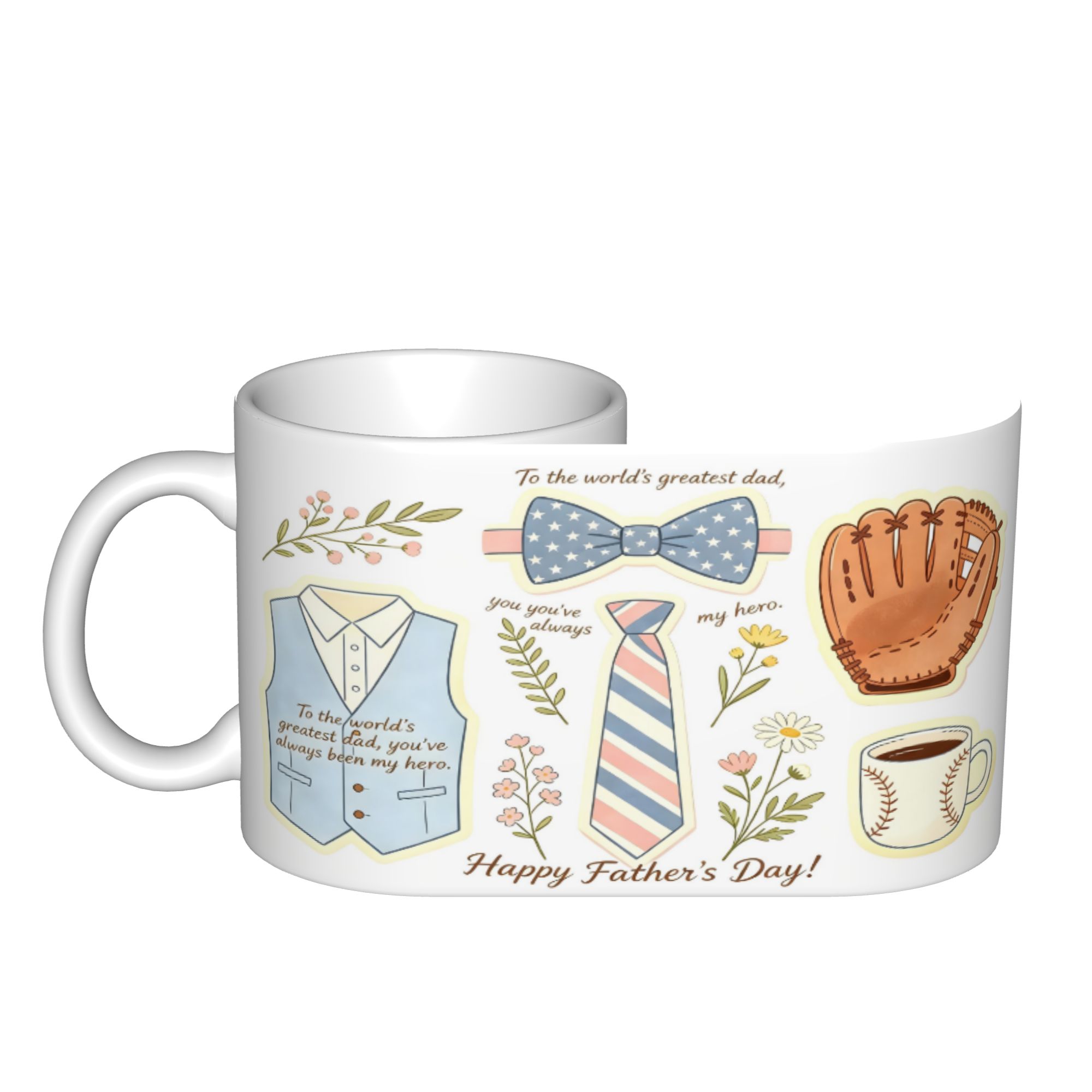 Father's Day Personalized Printed  Unique Pattern Ceramic Coffee Cup for Birthday Gift Office Use Heat Resistant Easy to Clean 11oz  Set mug