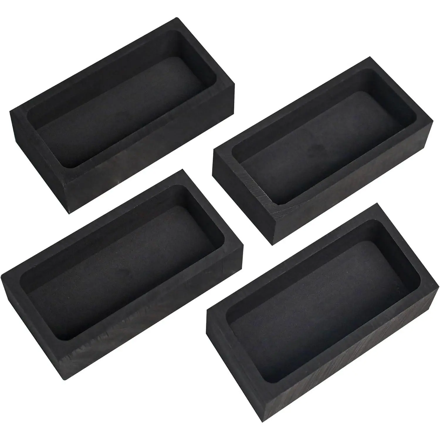 1kg 4-Piece Graphite Ingot Molds for Casting Metals | Metal melting & refining tools, for melting and casting gold, silver, aluminum, copper, brass, 4.01 x 2.01 x 1.01 Inch
