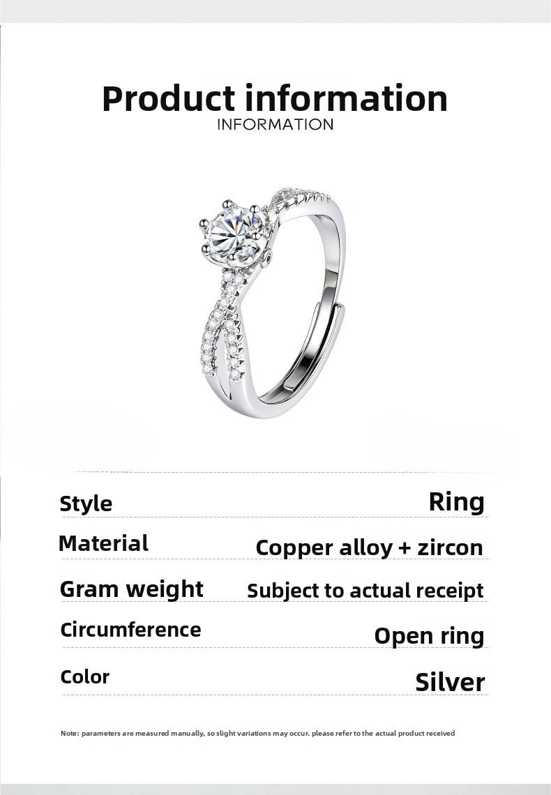 Garland Ball Diamond Ring, Double Row Hollow Six-Prong Inlaid Diamond, One-Carat Zirconia Ring for Women, Light Luxury Versatile High-End Ring