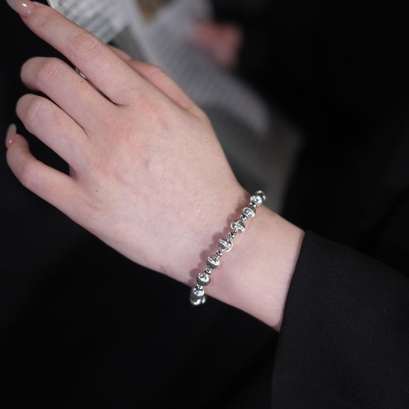 【#373 Always Blingy 】Chunky 7mm Cat-eye Effect Round Plain Beaded Bracelet in 925 Sterling Silver 7.6g of Sterling Silver for Daily Wear Stacking Bracelet 【#373 Always Blingy 】Chunky 7mm Cat-eye Effect Round Plain Beaded Bracelet in 925 Sterling Silver 7.6g of Sterling Silver for Daily Wear Stacking Bracelet