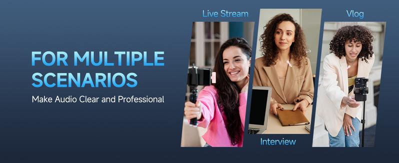 2 pcs Wireless Lavalier Microphones for iPhone, Android, iPad - Mini Wireless Clip-on Microphones Crystal Clear Sound Quality for Recording, Live Streaming,Vlog Audio Lightning Usb Port Smartphone