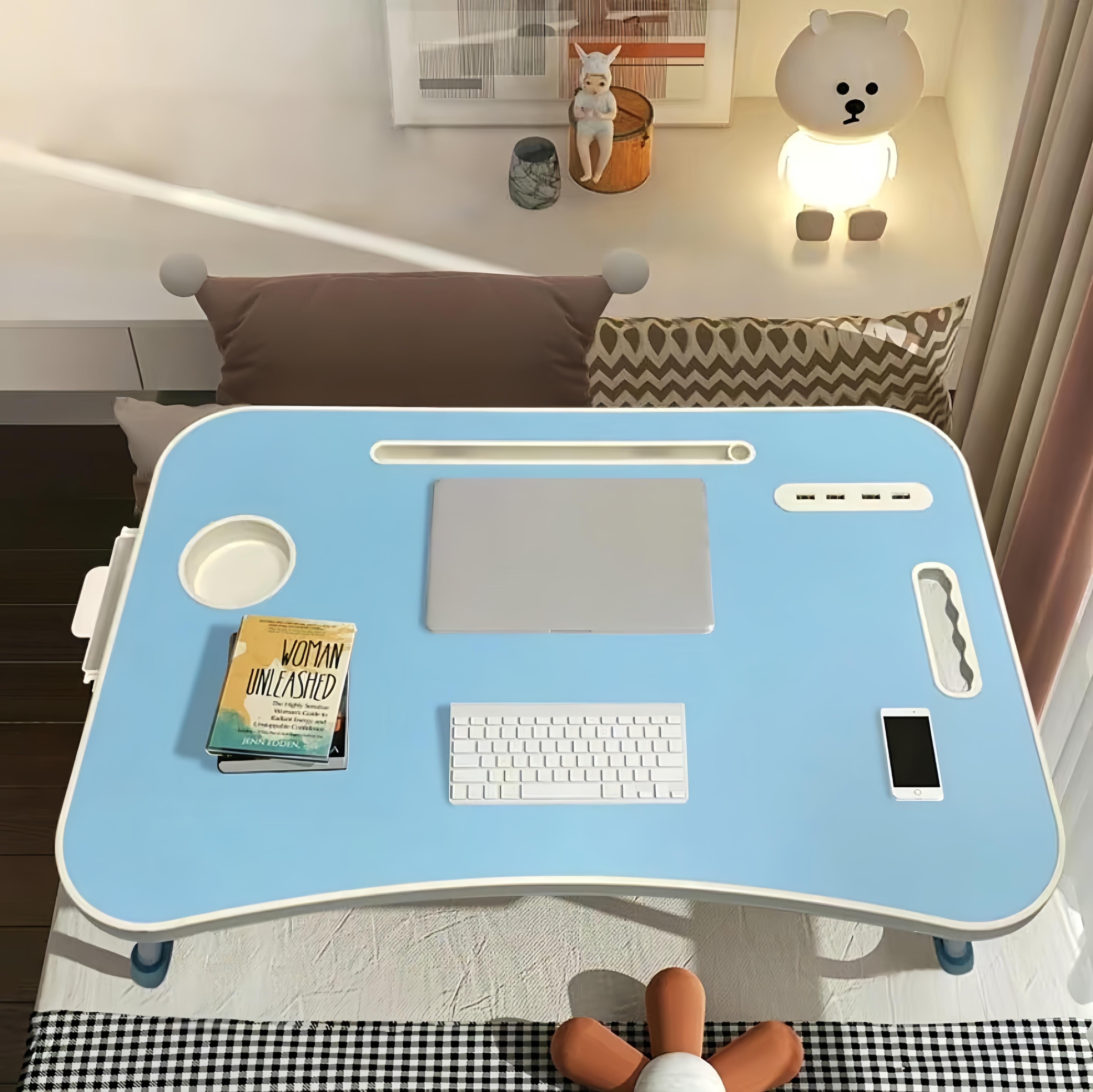 Ultra Large Portable Laptop Bed Table - Multi Functional Tray Holder with Cup Holder And Drawer, USB, Fan, And Light - Perfect for Eating, Reading, And Writing on Beds, Sofas, Floors - Stable, Durable, And Foldable Ultra Large Portable Laptop Bed Table - Multi Functional Tray Holder with Cup Holder And Drawer, USB, Fan, And Light - Perfect for Eating, Reading, And Writing on Beds, Sofas, Floors - Stable, Durable, And Foldable