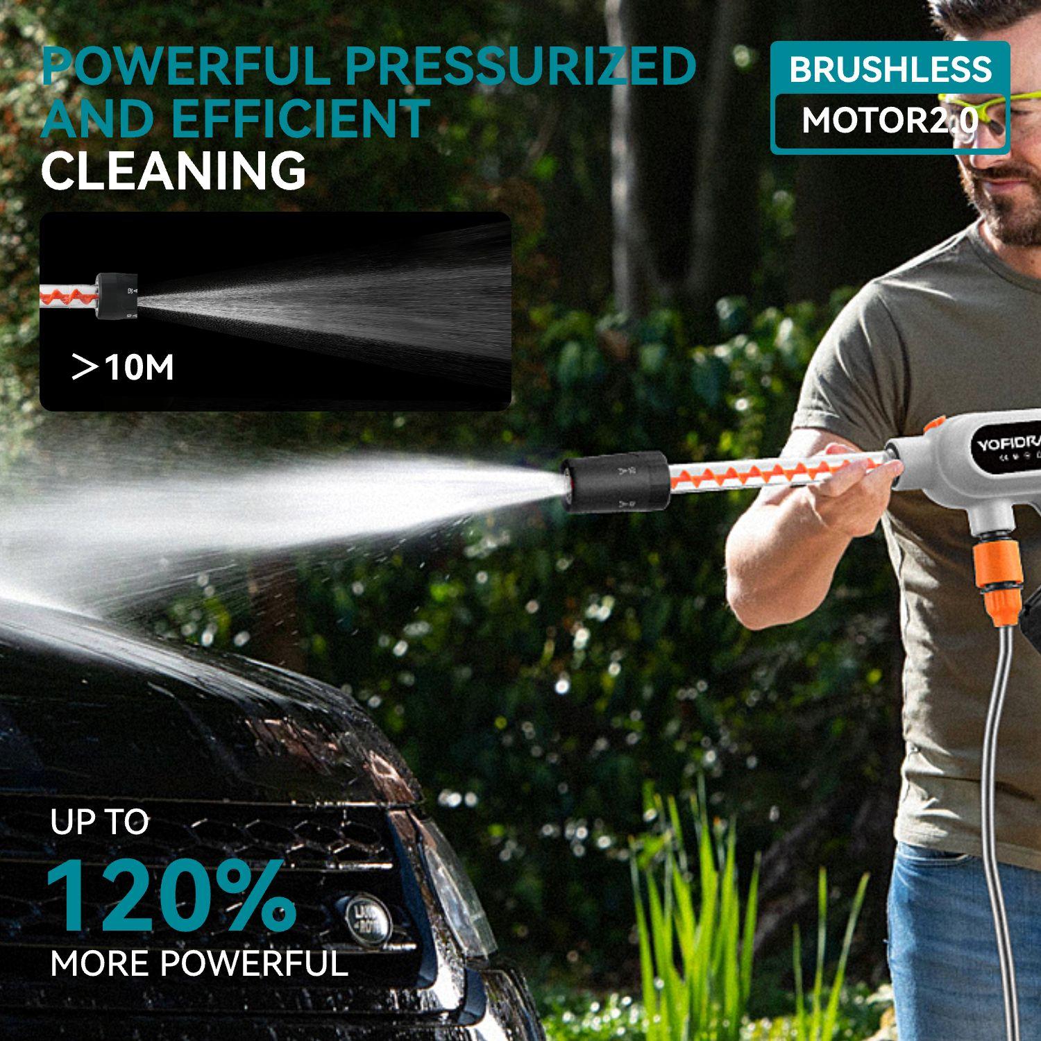Yofidra 220Bar Brushless High Pressure Car Washing Machine Gun Water Wash Spray Gun 3 Speed Electric Garden Washing Machine For Battery 21V 1Machine Gun Water Wash Spray Gun 3 Speed Electric Garden Washing Machine For Battery 21V
