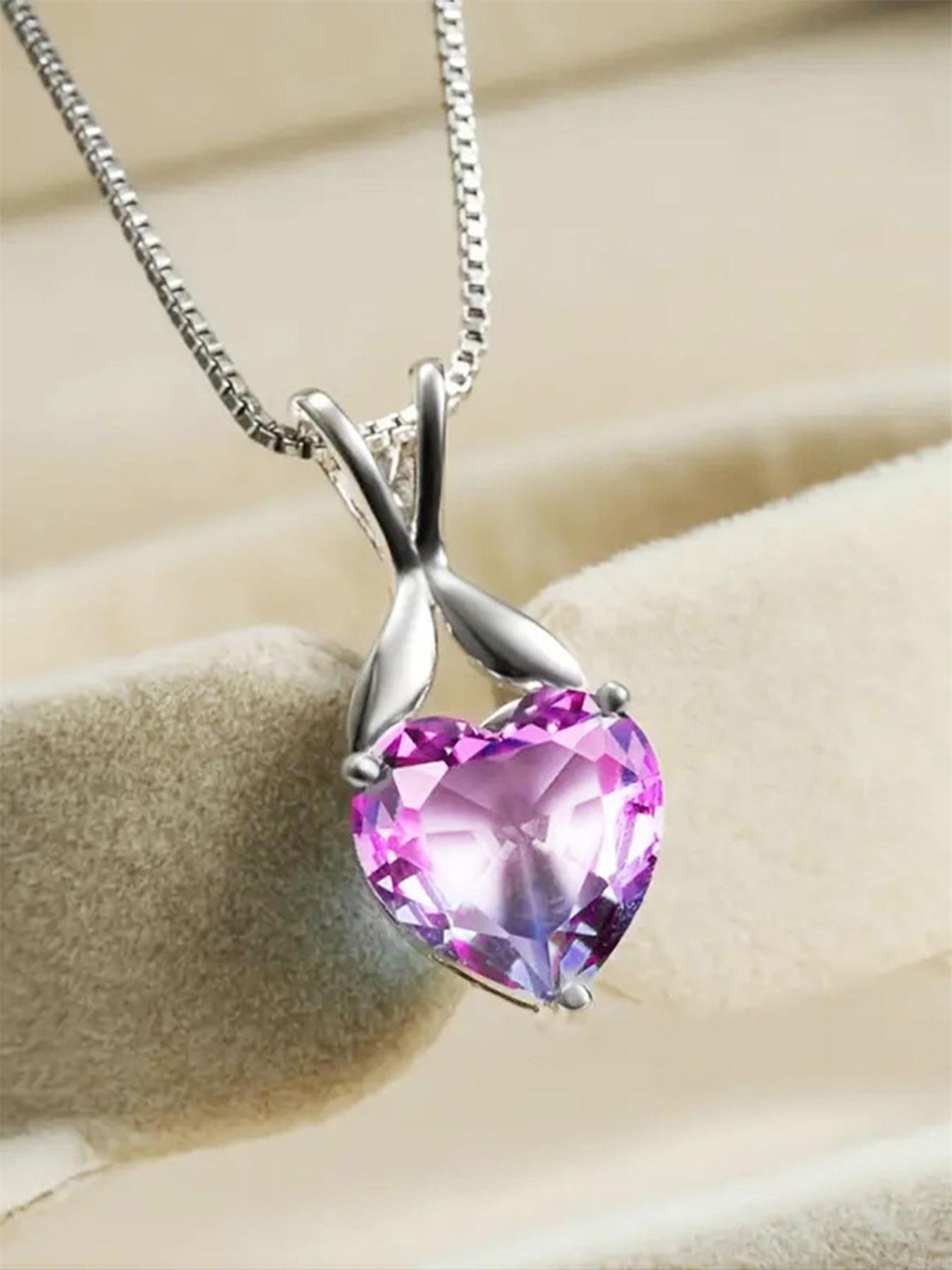 Elegant Heart Shaped Artificial Gemstone Pendant Necklace for Women for Gift, Fashion Matching Jewelry, Luxury Accessory for Party & Daily Wear, Valentine's Day, Gift Elegant Heart Shaped Artificial Gemstone Pendant Necklace for Women for Gift, Fashion Matching Jewelry, Luxury Accessory for Party & Daily Wear, Valentine's Day, Gift