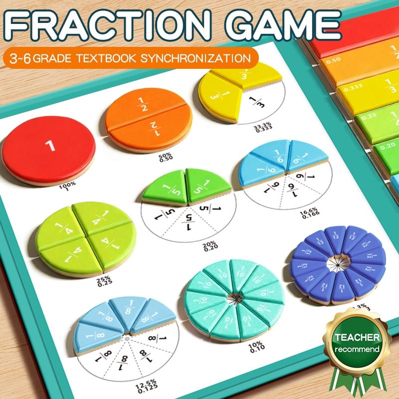 Elementary Math Fraction Visualization Teaching Aid, Visual Learning Tools, Magnetic River Rocks & Circular Set, Montessori Home Education Materials