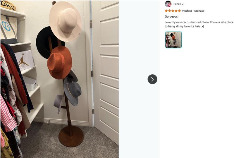 【Summer】Solid Wood Cactus Coat Rack Freestanding, Adjustable Height Wooden Coat Rack Stand with 6 Hooks, Unique Design Coat Tree for Entryway, Bedroom,Coats,Bags