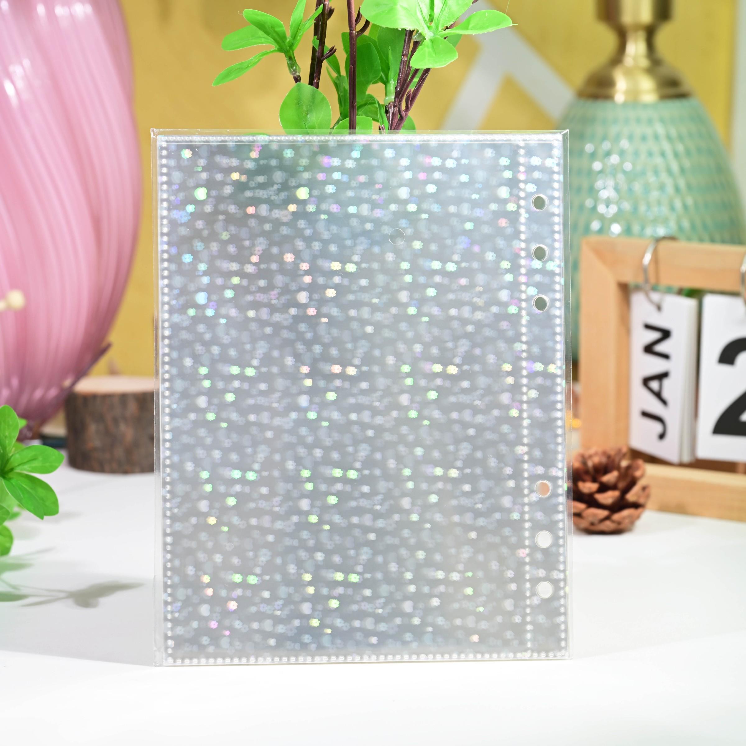 10pcs A5 Laser Transparent PP Photo Album Inserts, 6-Hole Ring Binder Pockets, 1 Slot/2 Slots, Photo Storage, Office Supplies Accessories
