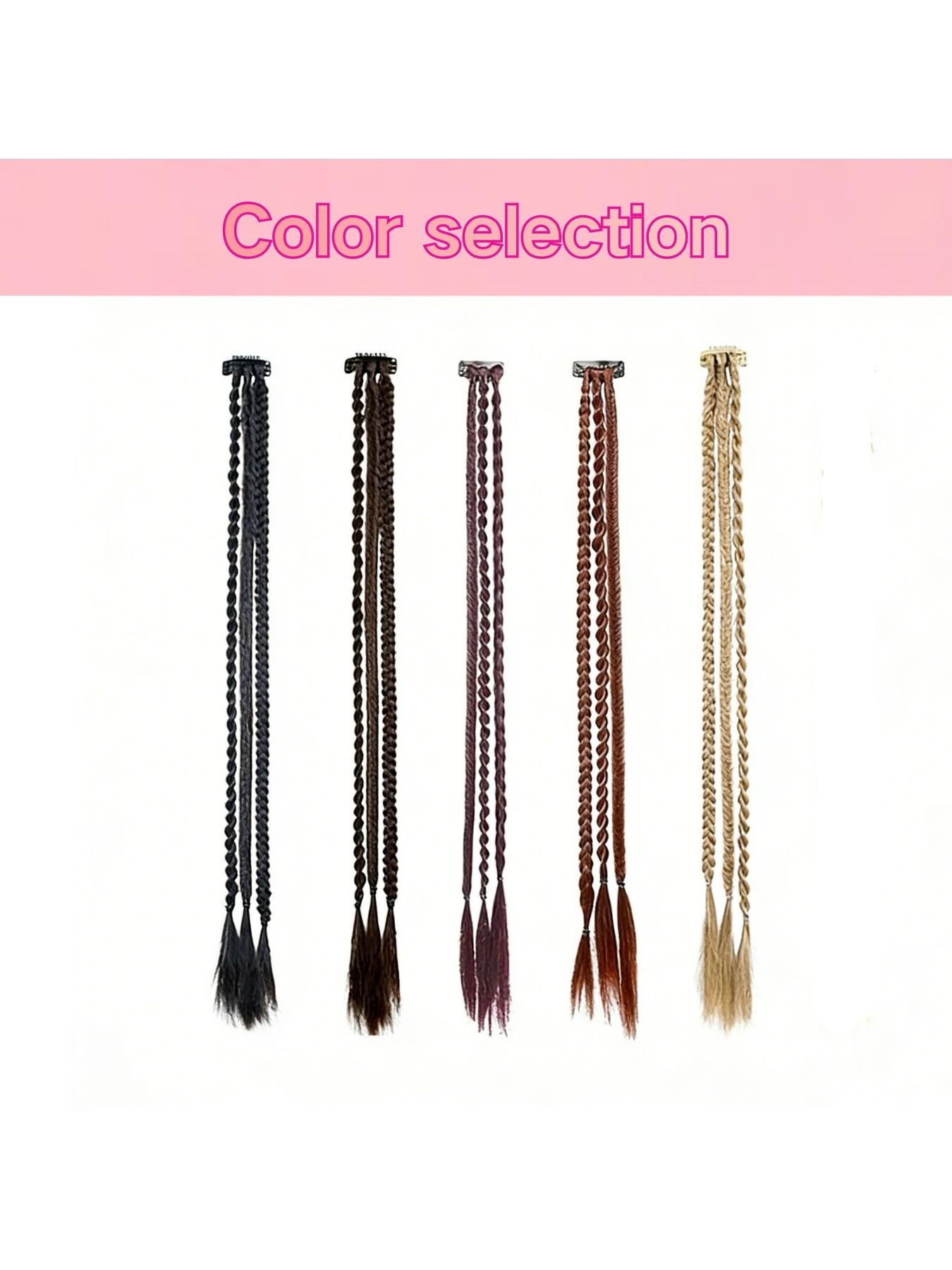 Bb Clip Single Card Three-Strand Braided Synthetic Hair Extension, Punk Style Small Braid, Suitable for Daily, Festival, Party Wear