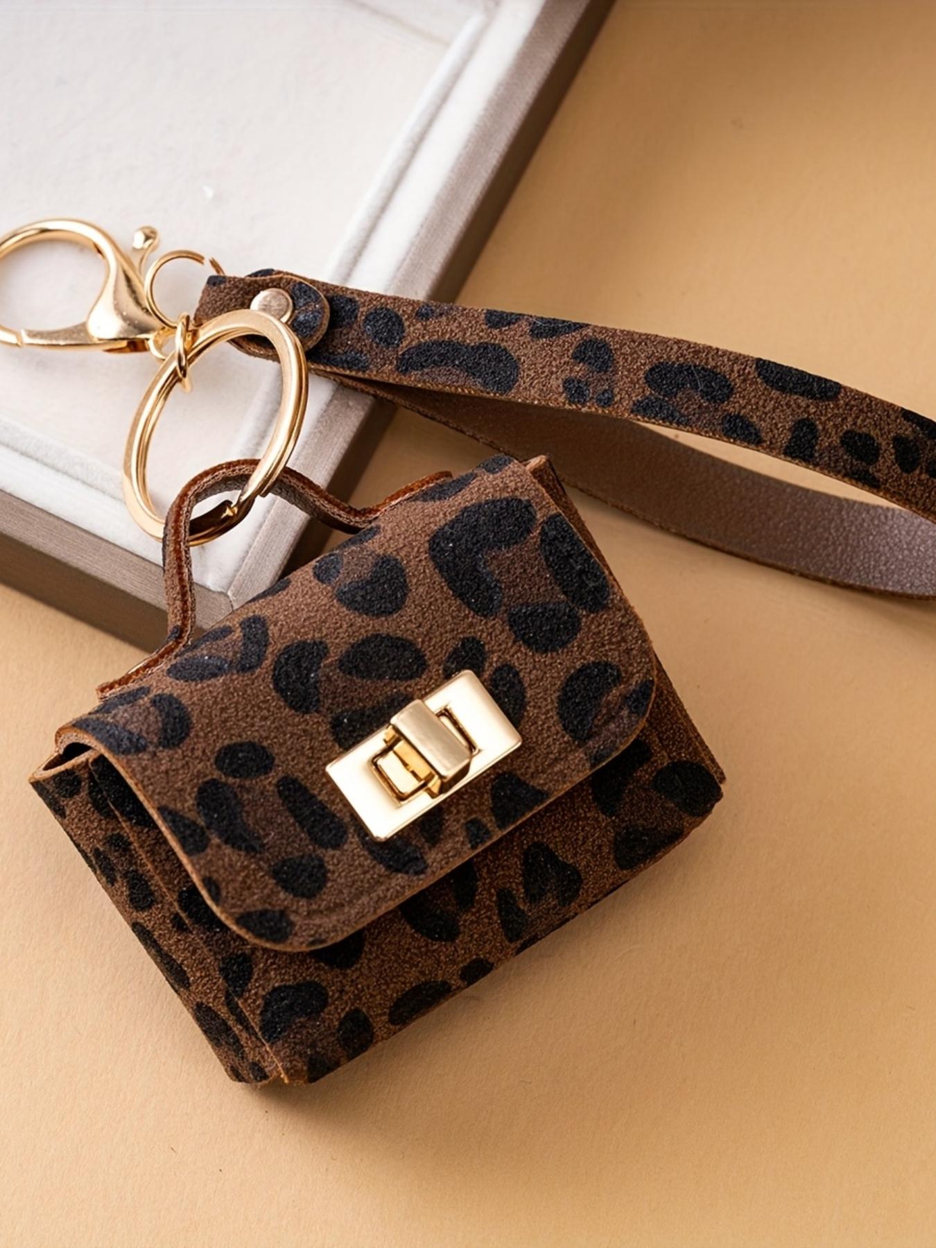 Creative Leopard Print PU Leather Keychain, High-End Coin Purse, Fashionable Key Ring, Universal for Phone Car Bag, Show off Your Style