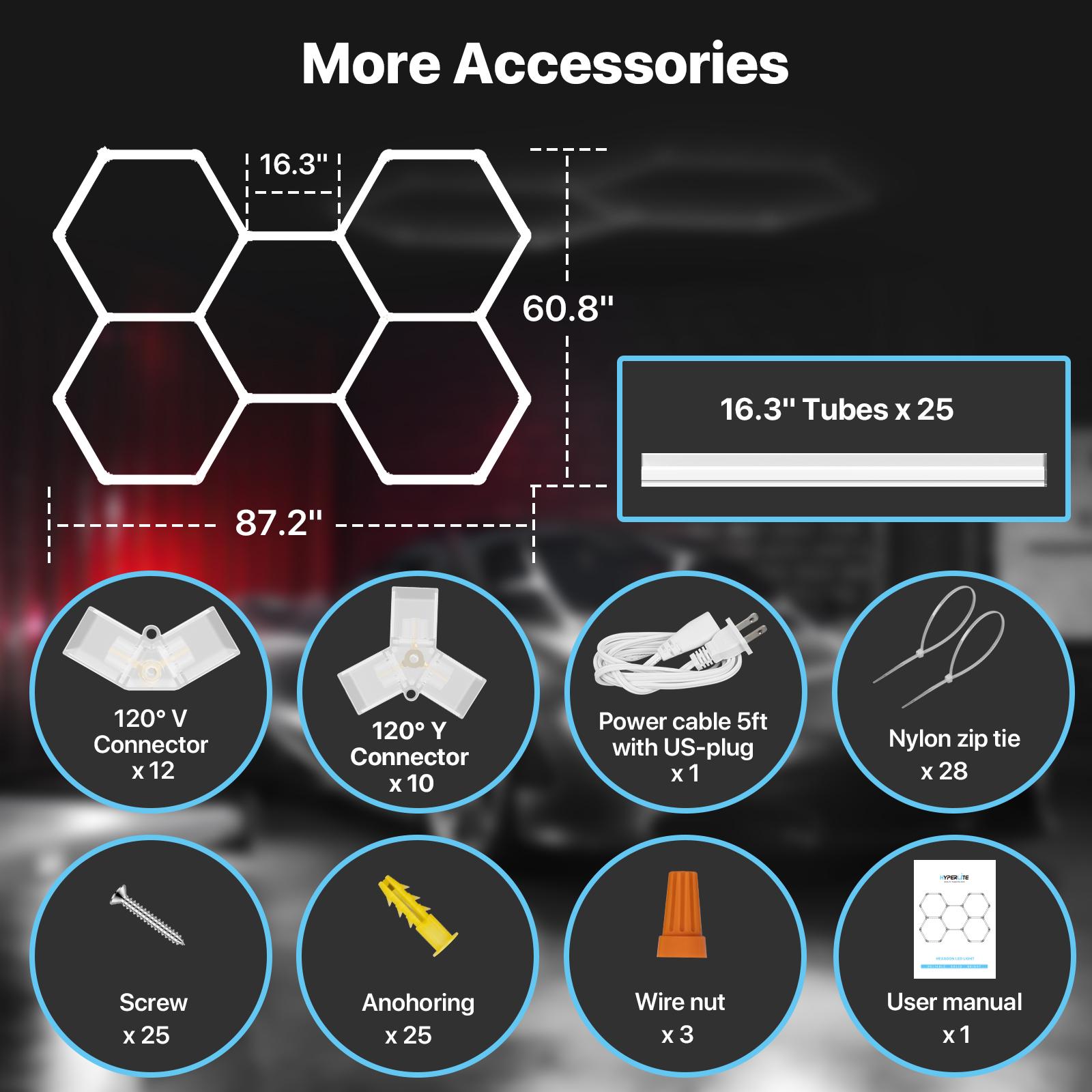 HYPERLITE 2025 New DIY Plug-in Hexagonal Ceiling Light, Honeycomb Ceiling Light, Ultra Bright , Hexagonal Garage Light suitable for garages, supermarkets, shopping malls, car shows, basements, ideal for Led Backlit Led Lighting，SpringGlowUp