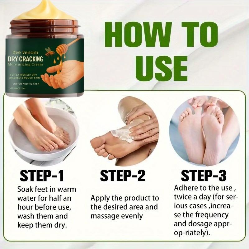 Bee Venom Moisturizing Cream for Dry Cracked Feet and Hands, Deep Hydration Softens Light Skin, Smooth and Soft Bee Venom Moisturizing Cream for Dry Cracked Feet and Hands, Deep Hydration Softens Light Skin, Smooth and Soft