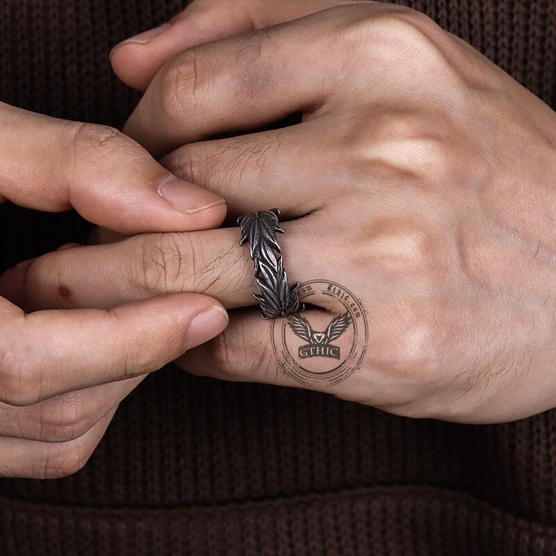 GTHIC Unisex Vintage Wheat Ear Stainless Steel Ring Punk Accessories Birthday Gift