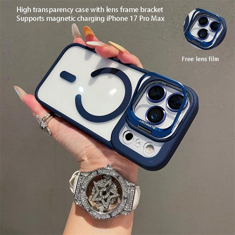 Newly Upgraded iPhone 17 Pro Max Magnetic Case | Ergonomic Anti-Slip Comfort Grip | Protective Anti-Scratch New Magnetic Icon Process | Magsafe with Lens Cover | Hidden Metal Stand | Shockproof & Drop Resistant | Elegant Phone-Mate Gift Casing Accessories