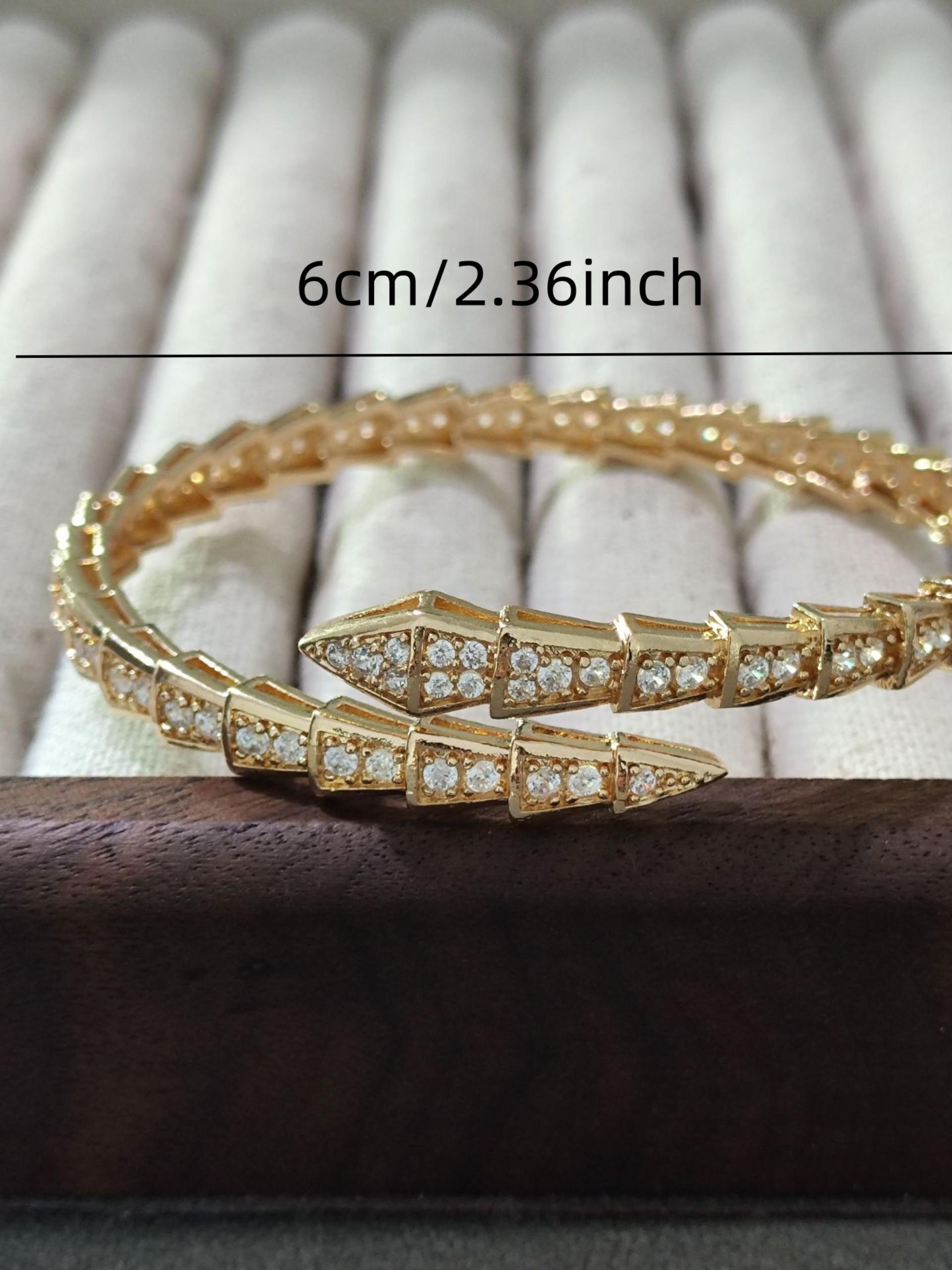 Elegant Snake-Shaped Rhinestone Bracelet for Women, High-End Luxury Round Simple Design, Fashionable Statement Jewelry