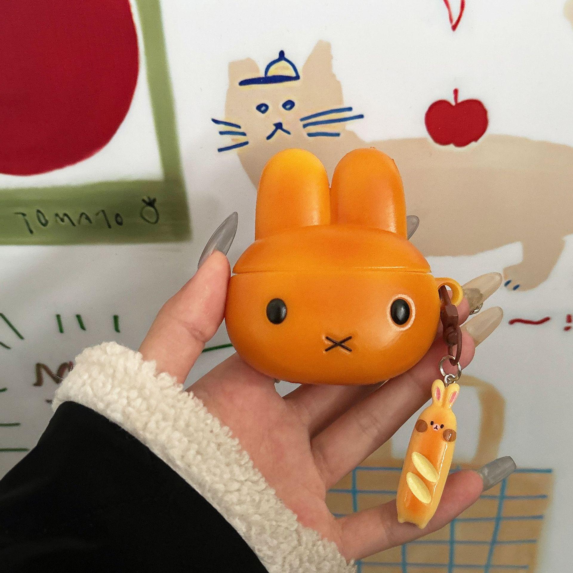 1 piece of bread rabbit earphone case,Cute wireless Bluetooth earphone case, drop resistant, durable and stylish accessory, suitable for AirPods pro3/1/2/3/4/pro/pro2(Different models may have different shapes)