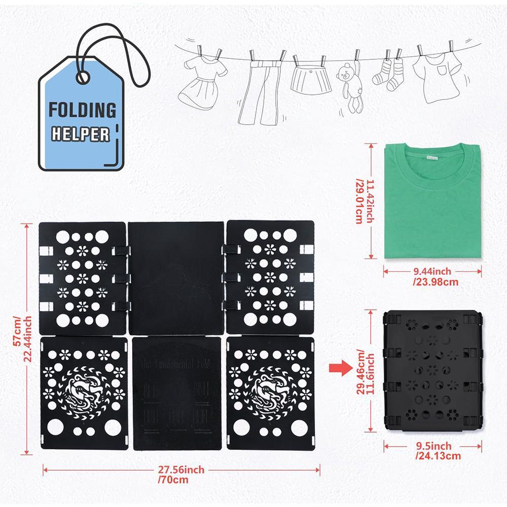 Durable Plastic Laundry Folding Board, Shirt & T-Shirt Folder, Clothes Organizer, Essential Home Storage Solution, Laundry Products, Black