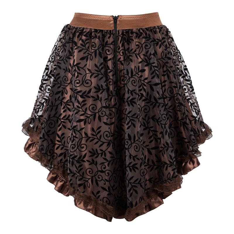 Renaissance Skirt High Low Outfits Steampunk Skirts Costume for Women Pirate Dressing Saloon Girl Costumes 7056-T1