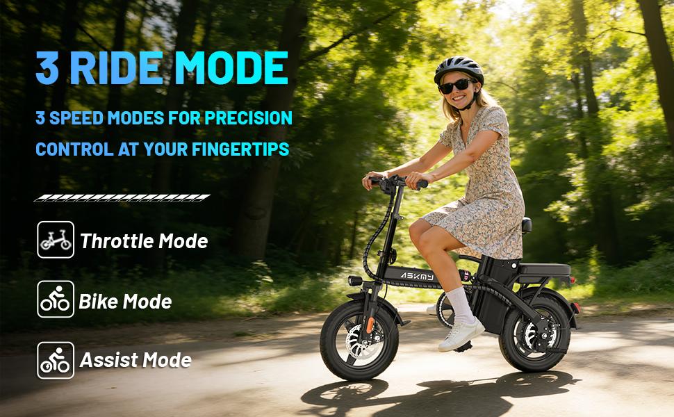 ASKMY E14 Urban Folding E-Bike 1000W, Long Range 45 Miles | 14" Compact Tires, Dual Disc Braking System | UL2849 Certified, Enhanced Safety Battery, 12-Month Warranty, Easy Storage