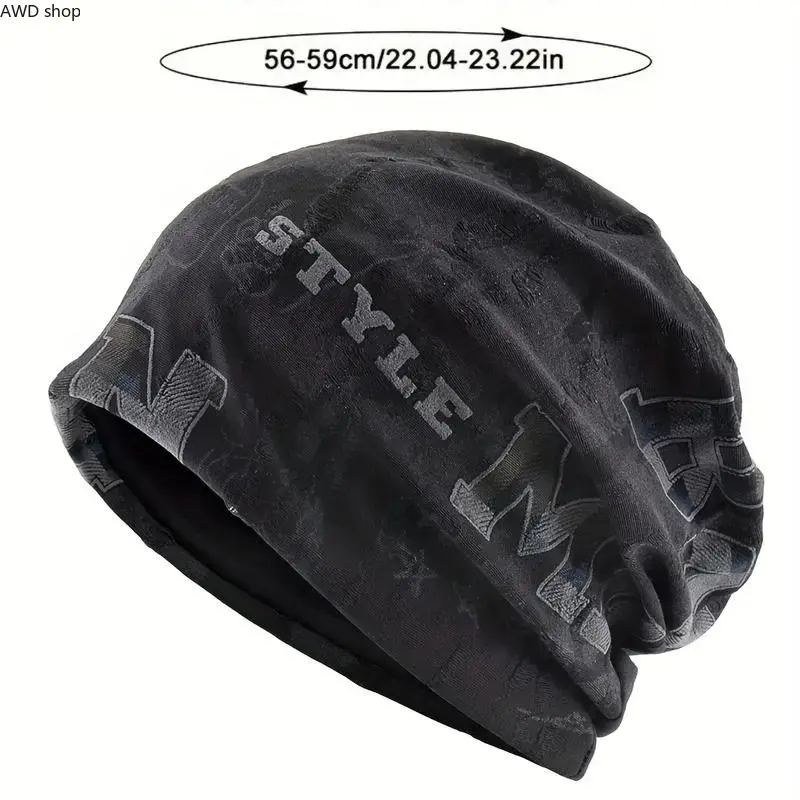 Unisex Lightweight Knitted Slouchy Beanie Hat, Black & White Solid Color Skull Cap for Men Women, Soft Stretchy Casual Headwear, Breathable Daily Outdoor Accessory, Trendy Spring Beach Hat, Thoughtful Holiday Gift