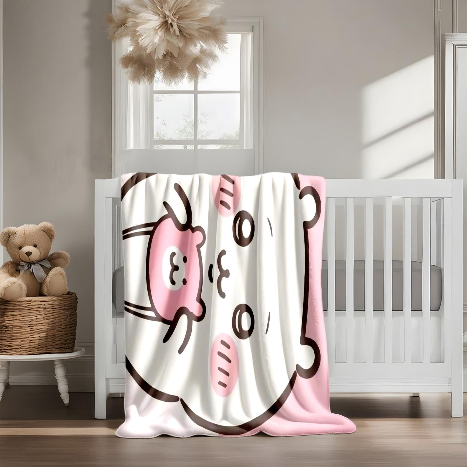 1 piece Cute panda hugging pink bear plush toy themed flannel blanket - Oversized fluffy warm sofa blanket, flannel for beds, all-season multi-purpose, modern style, machine washable, digital print design, 100% polyester, suitable for sofa, bed