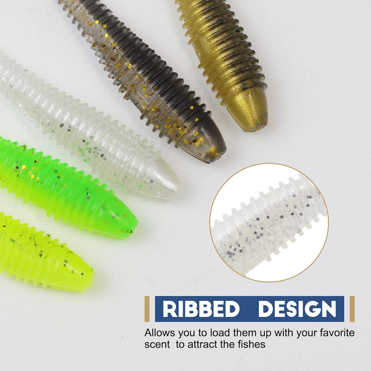 50/40/30Pcs Paddle Tail Swim Baits Lures Fishing Soft Plastic Lure Kit for Bass Trout Walleye Crappie 5.5cm 6.5cm 7.5cm