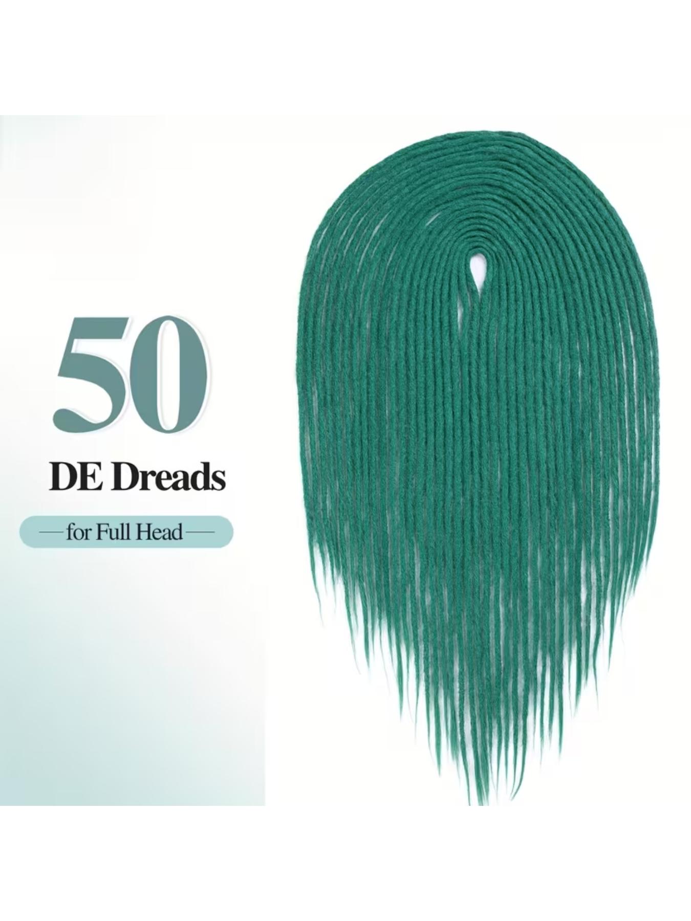 50-Pack Devil Green Double Tail Dreadlocks - Straight Synthetic Hair for Full Head Extensions, Synthetic Hair Braids, Soft & Non-Tangling, Perfect for Daily Wear & Parties, Party Hair Accessory, Easy Maintenance Hairpiece