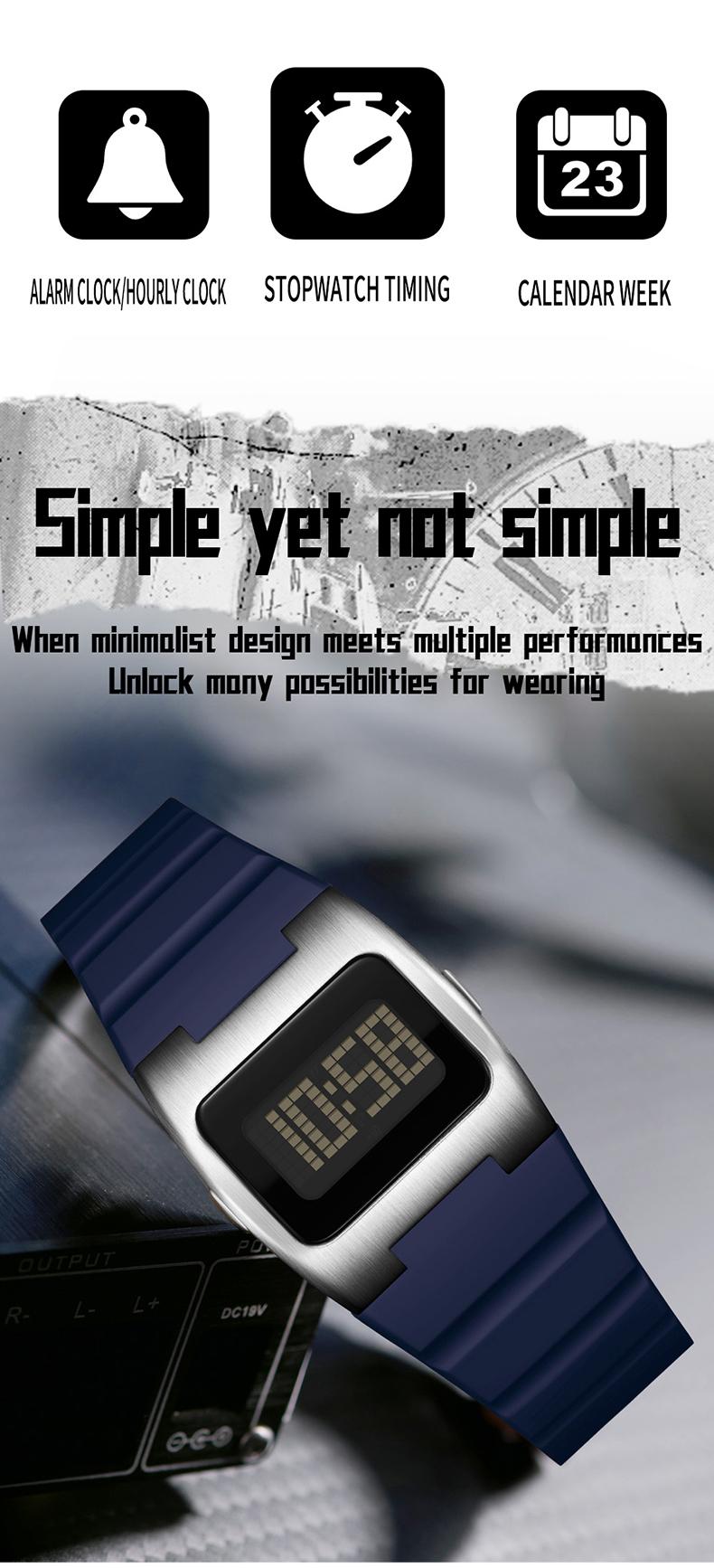 Sanda Fashion Square Sports Watch, Waterproof Luminous Multifunctional Wristwatch, Analog-Digital, Perfect Birthday & Festival Gift