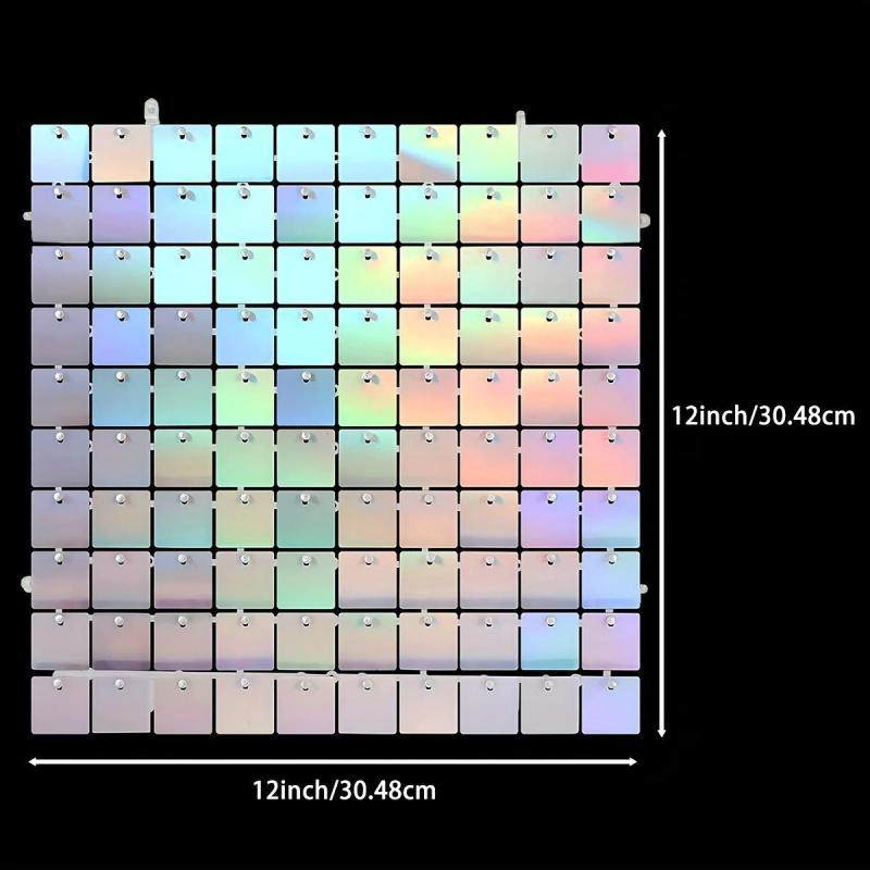 Sequin Backdrop, 12/24 Panels Square Sequin Shimmer Backdrop, Photo Backdrops for Birthday, Anniversary, Wedding, Graduation & Bachelorette Party Decoration, without Balloons, Wall Hanging Backdrop, Lightweight