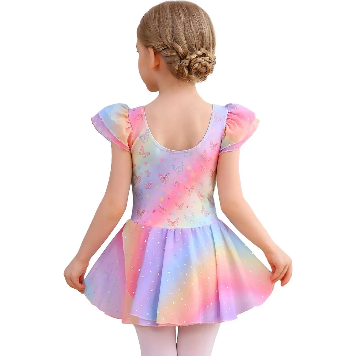 Toddler Ballet Leotards for Girls Dance Leotards with Skirt Gymnastic Ballerina Outfit Dress Classic Short Sleeve