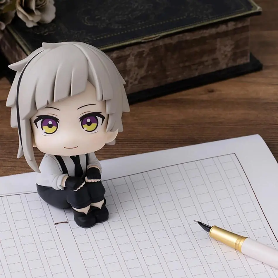 10cm Bungo Stray Dogs Look Up Q Version Figurine Nakajima Atsushi Dazai Osamu PVC Anime Collectible Room Decor Birthday Gift