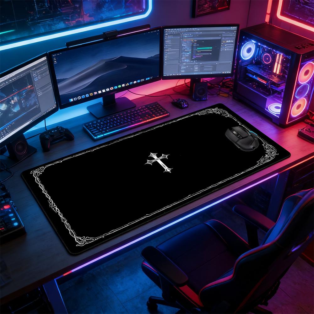 Dark Occult Cross Theme Large Extended Gaming Mouse Pad, Non-Slip Rubber Base Stitched Lock Edge, Intricate Frame Art Desk Mat, Durable PC & Laptop Accessory for Home/Office, Great Gift for Alt Aesthetic Fans, Computer Mouse Pad, Mousepad Dark Occult Cross Theme Large Extended Gaming Mouse Pad, Non-Slip Rubber Base Stitched Lock Edge, Intricate Frame Art Desk Mat, Durable PC & Laptop Accessory for Home/Office, Great Gift for Alt Aesthetic Fans, Computer Mouse Pad, Mousepad