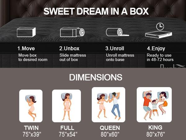 Duchessz 10"12"14" Twin Full Queen King Size Mattress in a Box Hybrid Spring Memory Foam, Medium Firm Ergonomic Mattress