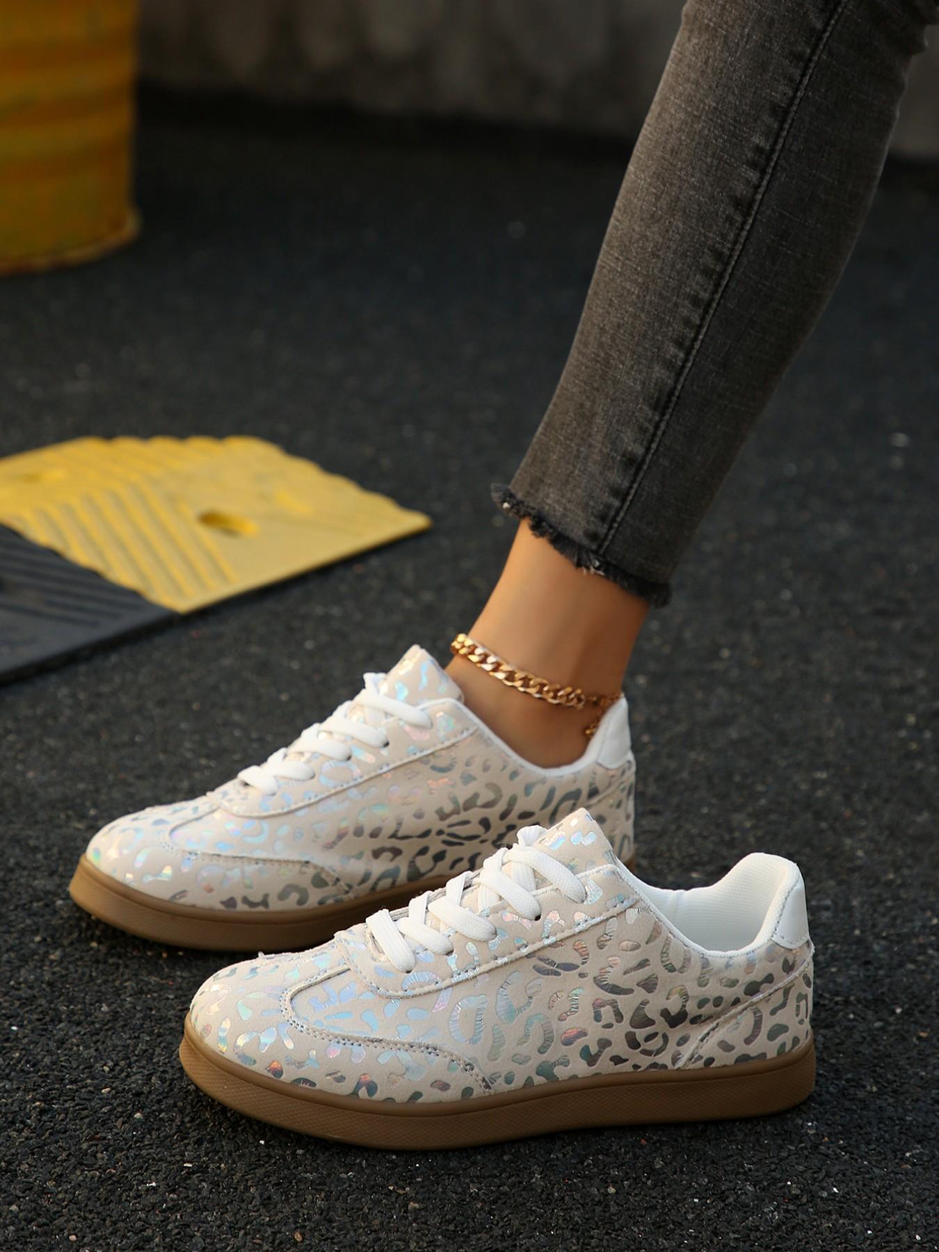 Leopard Print Derby Shoes for Women, 2026 New Vintage Rubber Sole Casual Sneakers, Versatile Shoes for Students