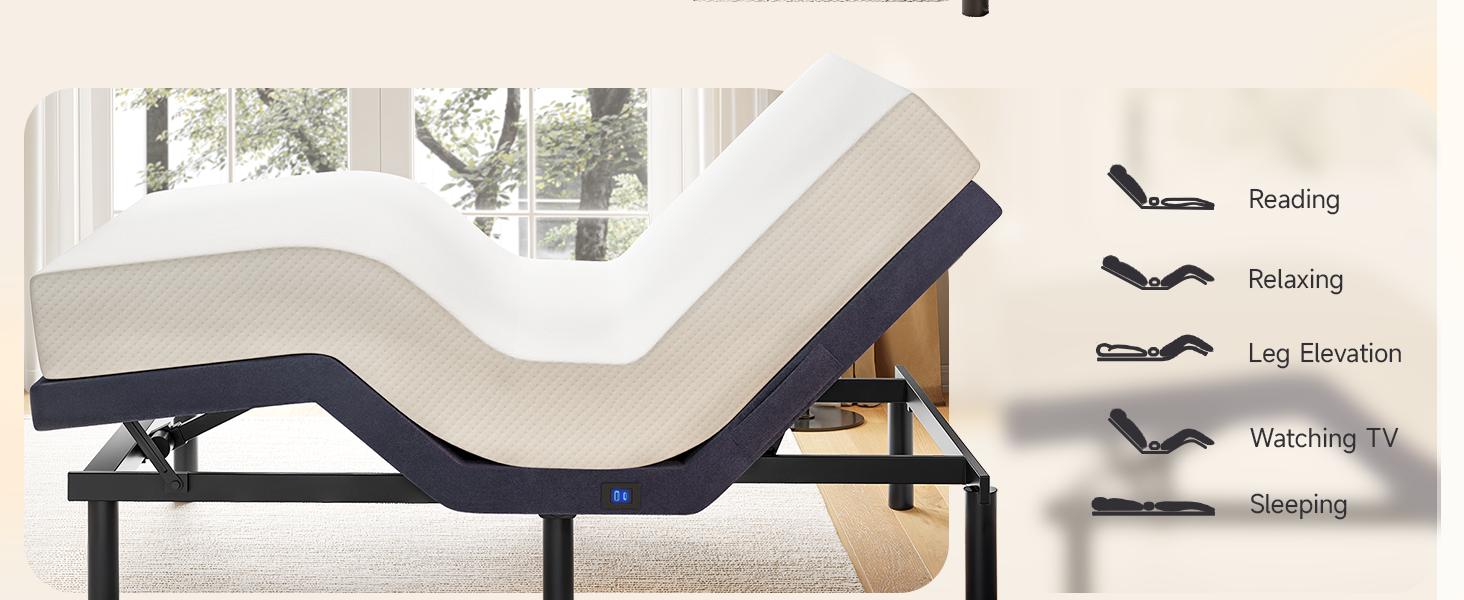 ONBRILL Twin/Queen Adjustable Bed Frame with Wireless Remote, Electric Bed Base w/3 Massage Modes, Zero Gravity Bed, Head and Foot Incline, 3 Mins Fast Assembly, 2 USB Ports, Memory Pre-Sets, Anti-Snore ONBRILL Twin/Queen Adjustable Bed Frame with Wireless Remote, Electric Bed Base w/3 Massage Modes, Zero Gravity Bed, Head and Foot Incline, 3 Mins Fast Assembly, 2 USB Ports, Memory Pre-Sets, Anti-Snore