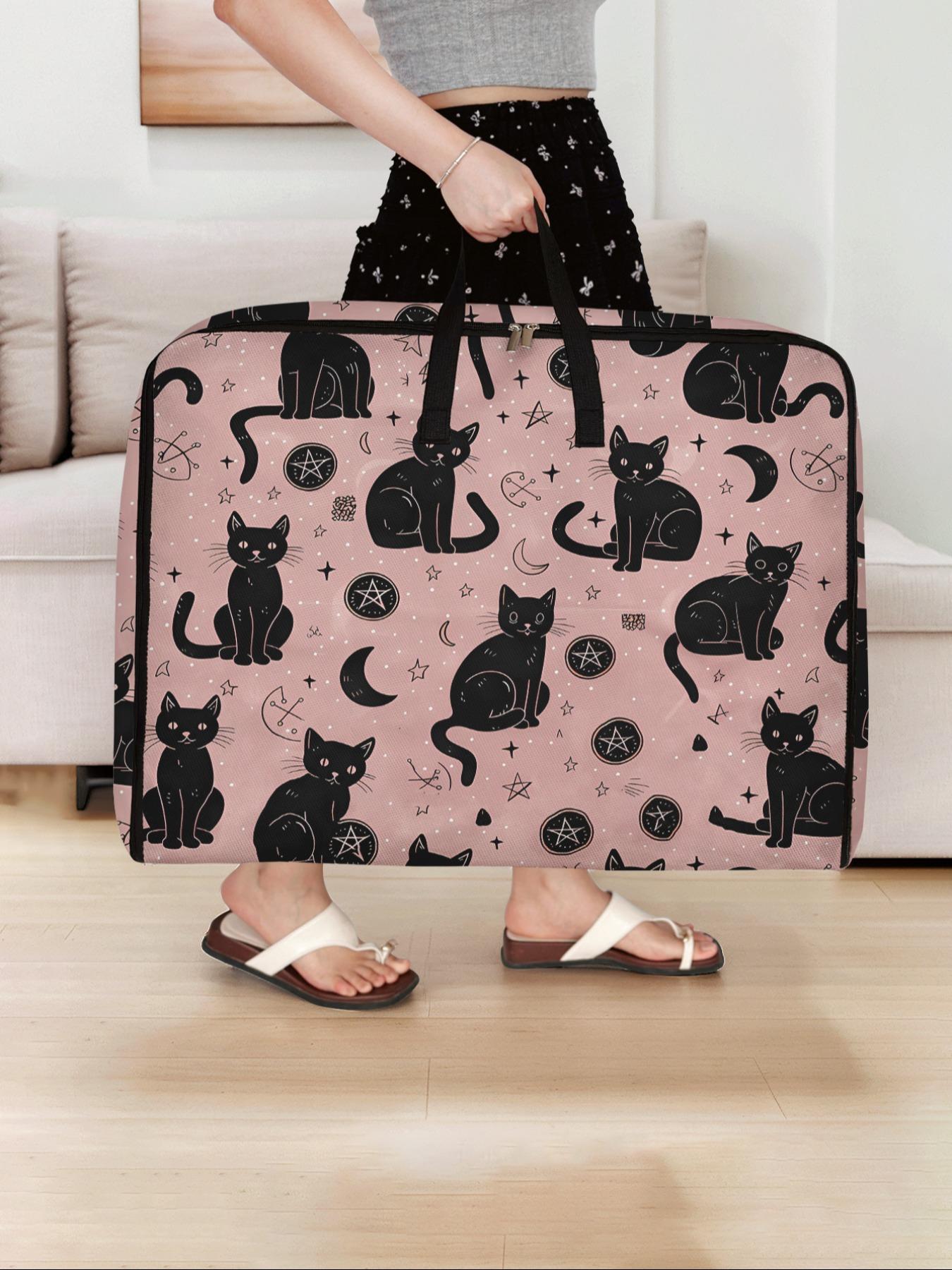 Cat Pattern Storage Box, Space-Saving Large Handheld Organizer, Home Organizer Storage, Ideal for Moving, Travel, Camping, Dormitory, Bedroom, Blankets