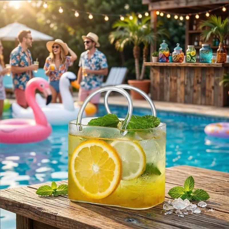 1pc Large Capacity Glass Cup, Creative Handbag Shape, High Borosilicate Glass Cup, Can Be Used As Fish Tank Or Vase,  Ladies' Party Gift Creative Drinking Mug，25Oz/750Ml