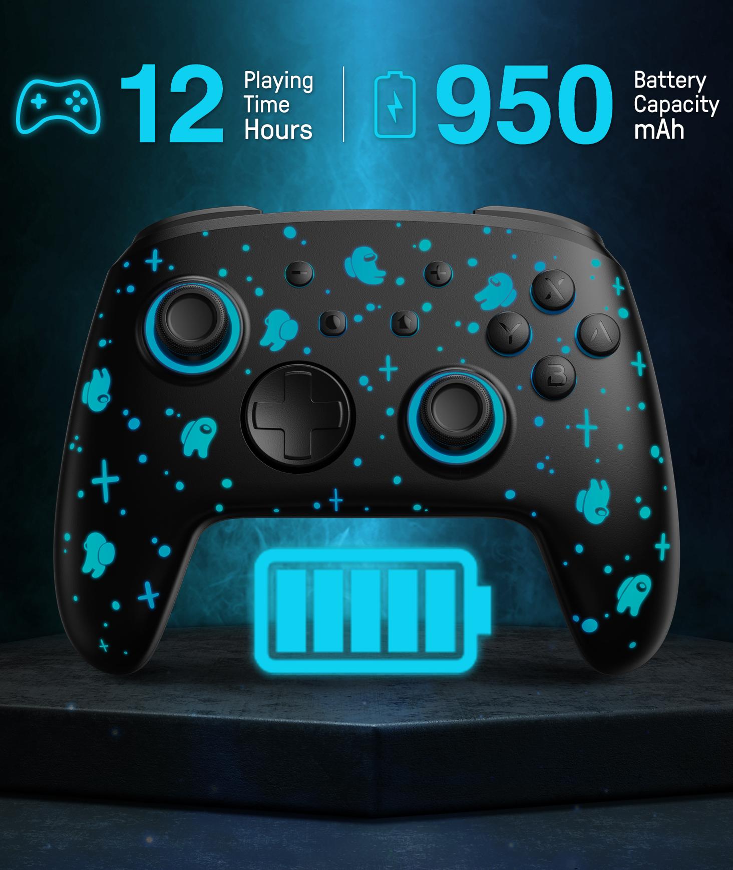 FUNLAB Wireless Gamepad for Switch, Ergonomic Game Controller, Switch/OLED/Lite Compatible, RGB Light Color Adjustable, with Hall Effect Trigger and Turbo Boost, Christmas/New Year Gift - Black