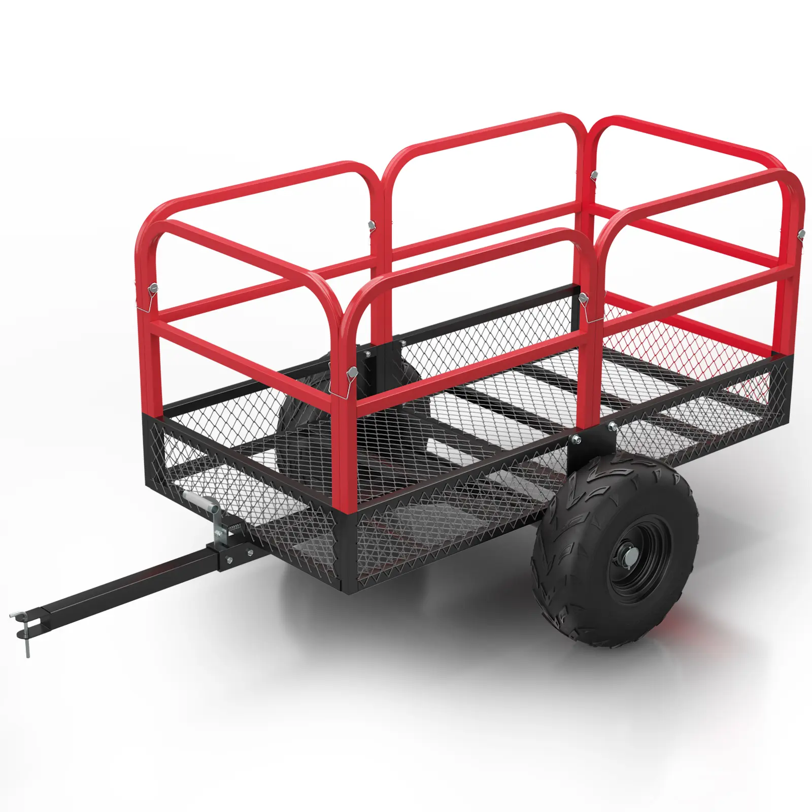 1700 lb Heavy Duty Steel ATV Dump Trailer with Metal Mesh – 17 Cu Ft Capacity, Removable Sides, Fits Mowers, Tractors, UTV, 54 x 28 x 36 Inches