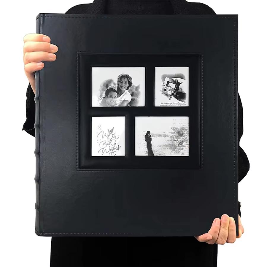 Photo Album 4x6 500 Photos Black Pages Leather Cover Wedding Family Photo Albums Holds 500 Horizontal and Vertical Photos