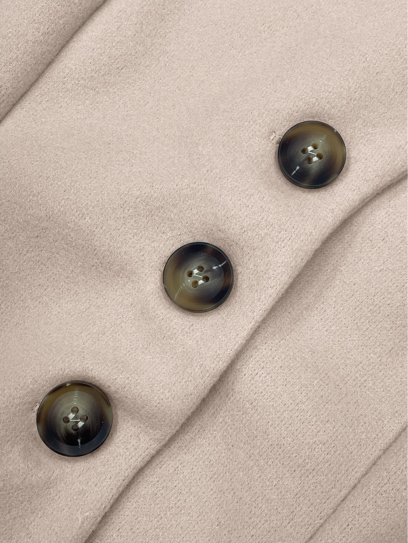 Elegant Fashion Women's Mid-Length Solid Color Slim Fit Coat, Stylish Collar Design with Button Closure Jackets for Autumn & Winter, Solid Buttons Jacket