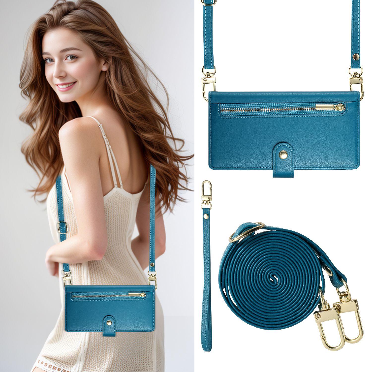Zipper Wallet Phone Case with Crossbody Strap, Compatible with All Android/iOS, Luxury Commuter Design for Women, Single Pack