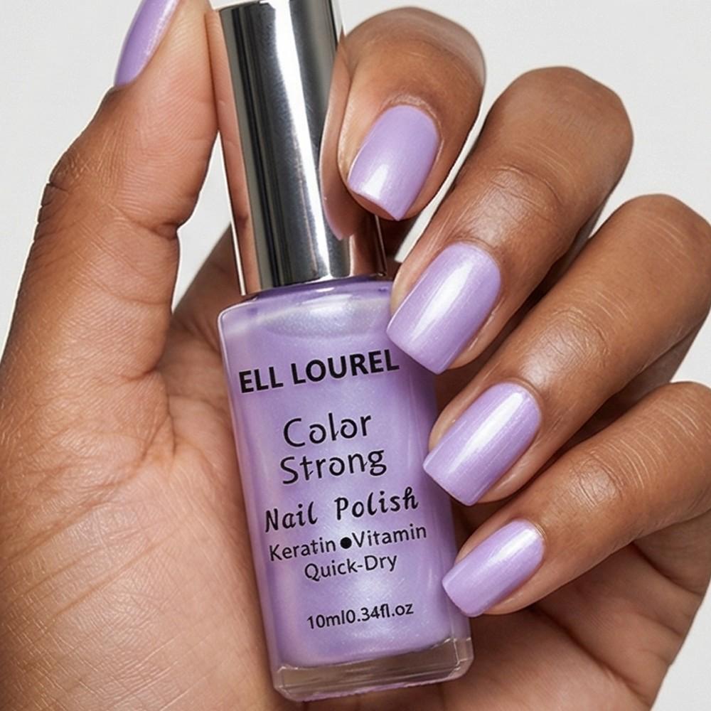 ELL LOUREL New Arrival Color Strong Nail Polish, 10ml Lavender Quick-Dry Nail Varnish, Keratin & Vitamin Infused, Alcohol-Free, Nail Chip-Resistant, Long-Lasting High Gloss, Nourishing Formula for Healthy Nails, Perfect for Daily Wear, Parties, Manicure