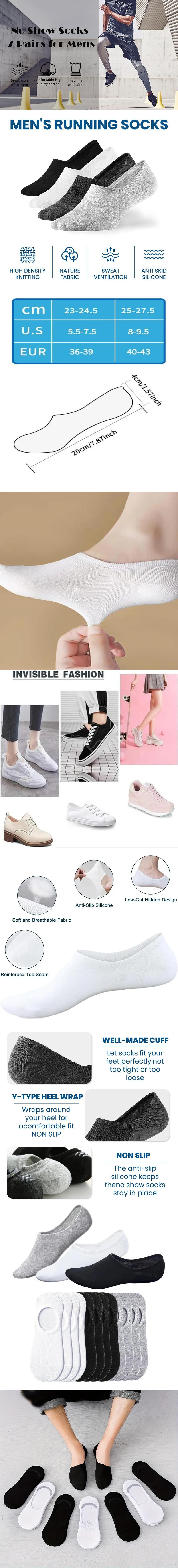 No Show Socks for Men & Women, 7 Pairs Low Cut Ankle Socks – Cotton Thin Invisible Liner with Non-Slip Grip, Casual Athletic Boat Socks, Black No Show Socks for Men & Women, 7 Pairs Low Cut Ankle Socks – Cotton Thin Invisible Liner with Non-Slip Grip, Casual Athletic Boat Socks, Black