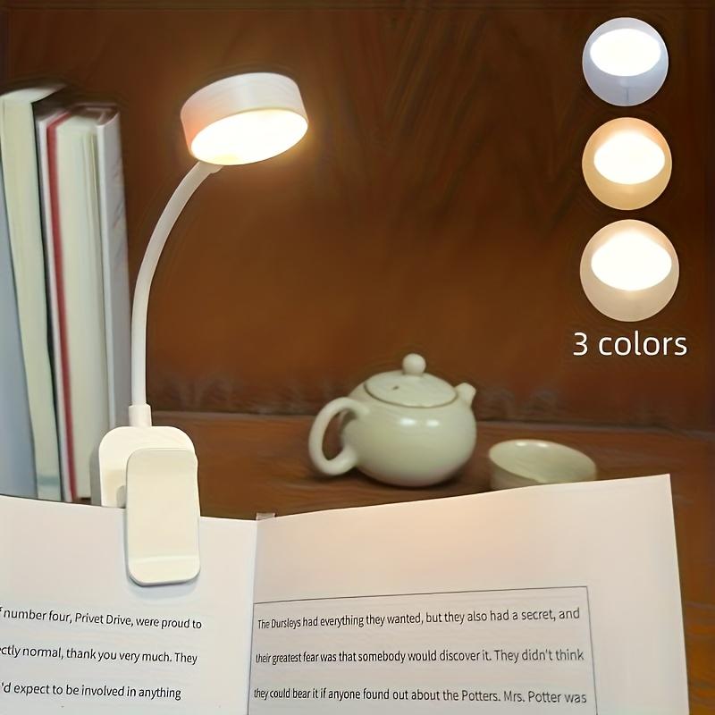 Adjustable reading light, 3 color modes - suitable for night reading, USB rechargeable, LED light is soft, protects the eyes, suitable for home/office, portable reading light, adjustable brightness