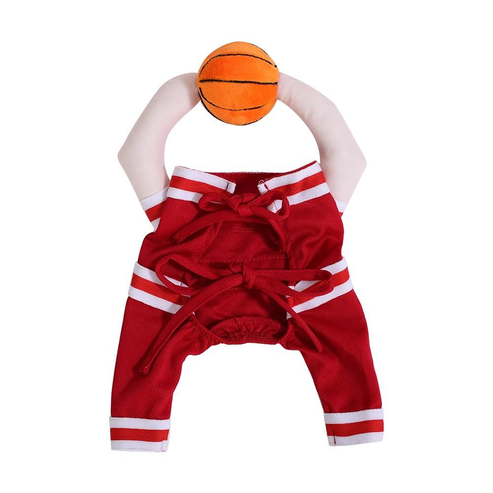 Pet Basketball Transformation Costume, Humanoid Ball Design, Striped Sporty Style, Breathable Mesh Strap, Small Dogs (chihuahua/pomeranian/teddy)