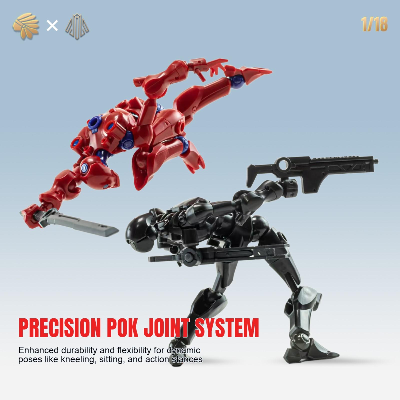 High-End 1/18 Scale Mecha Super Flexible Model Kit, 9.6cm Pocket Robot Assembly, High Precision DIY Mecha, Includes Metal Transparent