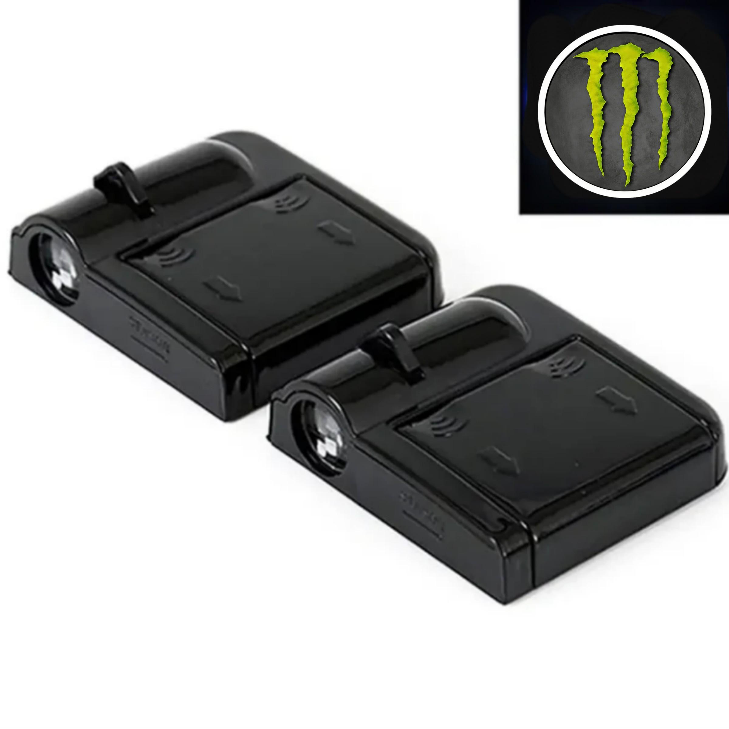 4 Pack Universal Car Door Ghost Shadow Projector Lights, Monster Energy Claw Logo LED Welcome Courtesy Lights, Waterproof No Drill Stick & Play Non-Destructive Installation