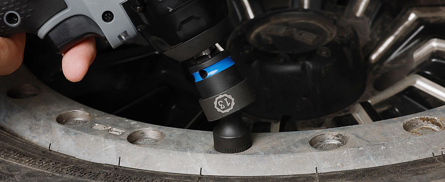 #JumpstartSale DURATECH 3/8" Drive Impact Universal Joint Socket Set, Swivel Socket Set, 16-Piece, Metric, 8-24MM, Cr-Mo Steel, Organized in EVA Foam Organizer